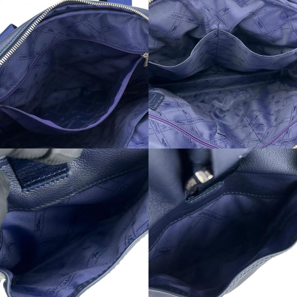 Longchamp Handbag Leather Navy Ladies - Picture 9 of 11